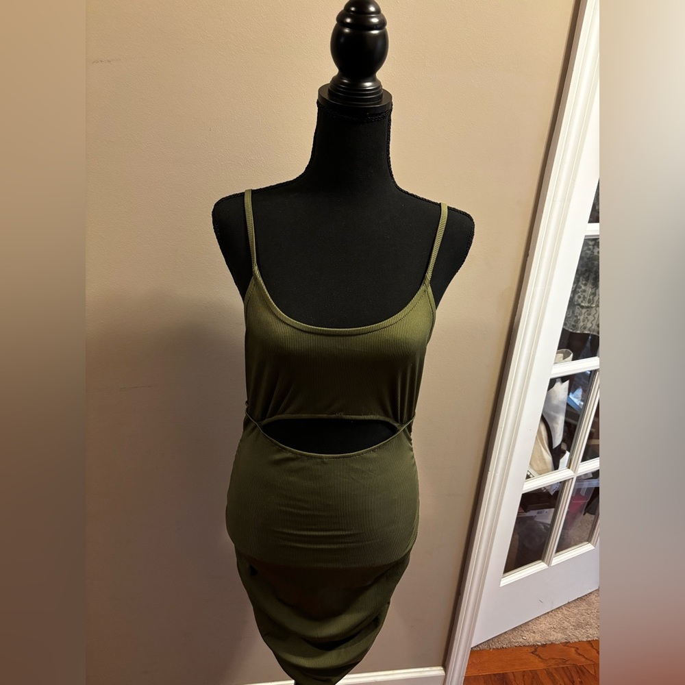 Olive Green Cutout Dress